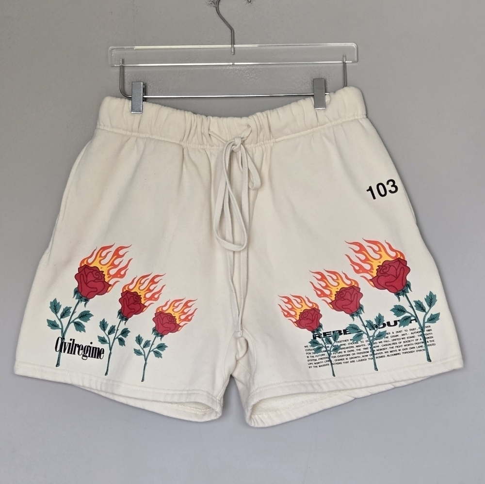 Civil Regime Limited Edition Sweat Shorts Cream Streetwear Urban Hip Hop Size XL